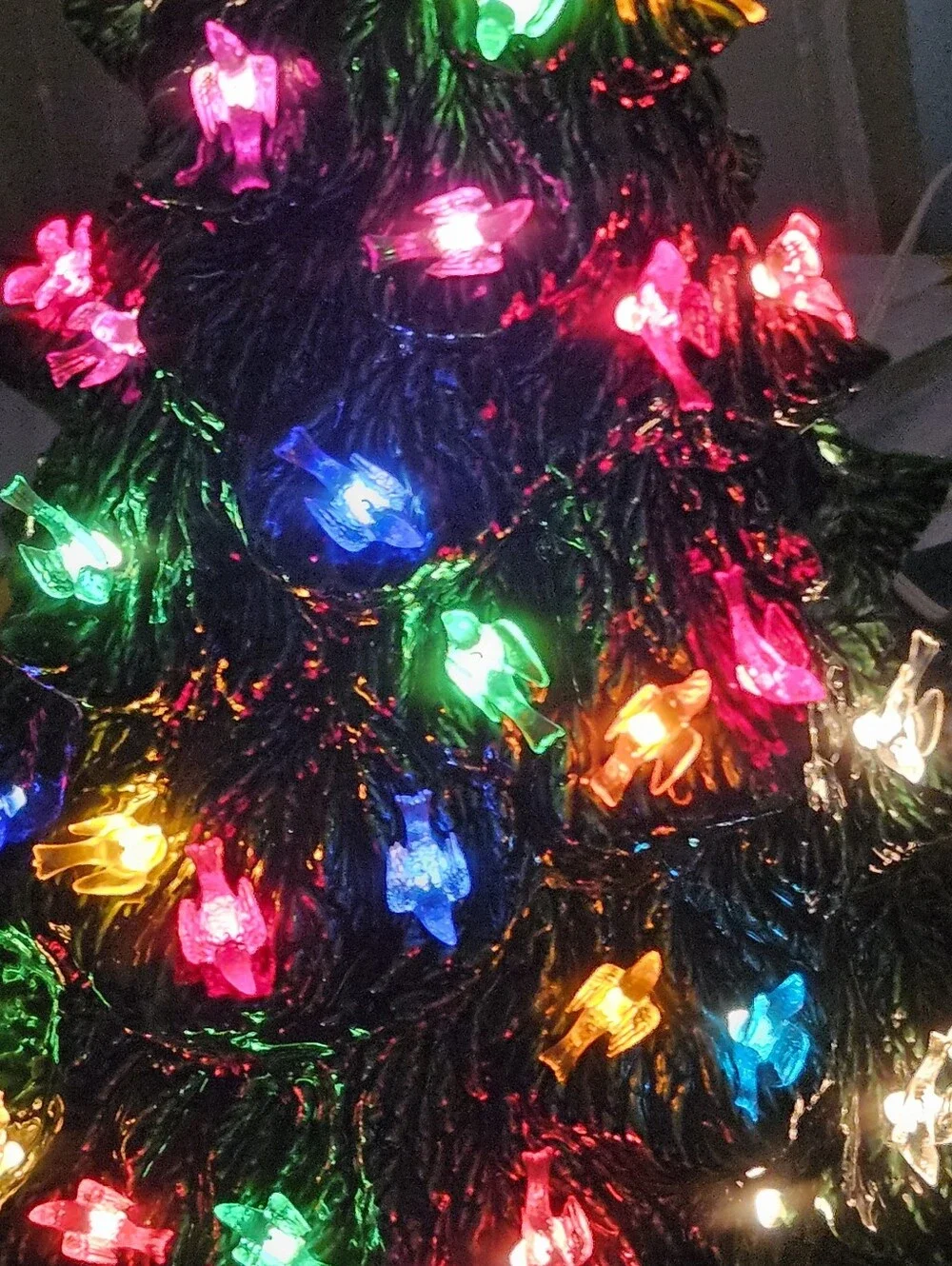 Multicolor Ceramic Tabletop Christmas Tree 20 inch with Star Topper